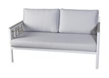 Диван 4SIS "Сан Ремо" диван 2-местный плетеный из роупа, каркас алюминий белый, роуп бежевый, ткань бежевая арт. GFS4762S
