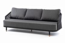 Диван 4SIS "Верона" диван 3-местный плетеный из роупа, каркас алюминий темно-серый (RAL7024) шагрень, роуп темно-серый круглый, ткань темно-серая арт. VER-S-3-001 RAL7024 Mua D-grey(gray013)