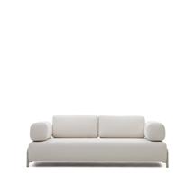 Диван La Forma (ех Julia Grup) Compo 3-х местный диван из бежевой синели и серого металла 232 см арт. 178060