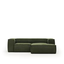 Диван La Forma (ех Julia Grup) 2-местный диван Blok с правым шезлонгом в зеленом толстом вельвете 240 см арт. 109751