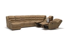 Диван-кровать Top concept Ridberg диван-кровать угловой с шезлонгом, двумя реклайнерами и баром, замша бежевый арт. 6424