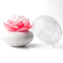Контейнер QUALY Контейнер для хранения ватных палочек lotus, белый/розовый арт. QL10157-WH-PK