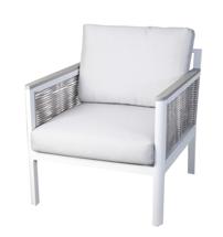Кресло 4SIS "Сан Ремо" кресло плетеное из роупа садовое, каркас алюминий белый, роуп бежевый, ткань бежевая арт. GFS4762C