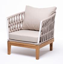 Кресло 4SIS "Диего" кресло плетеное из роупа, каркас алюминий темно-серый (RAL7024), роуп темно-серый круглый, ткань темно-серая арт. DIE-A-T002 RAL7035 SH beige(beige052)