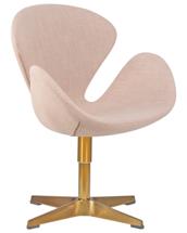 Кресло DOBRIN Кресло дизайнерское DOBRIN SWAN, бежевая ткань IF1, золотое основание арт. LMO-69A