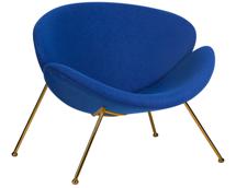 Кресло DOBRIN Кресло дизайнерское DOBRIN EMILY, синяя ткань AF6, золотое основание арт. LMO-72