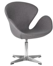 Кресло DOBRIN Кресло дизайнерское DOBRIN SWAN, серая ткань AF7, алюминиевое основание арт. LMO-69A
