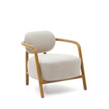 Кресло La Forma (ех Julia Grup) Melqui Бежевое кресло из массива дуба с натуральной отделкой арт. 175044