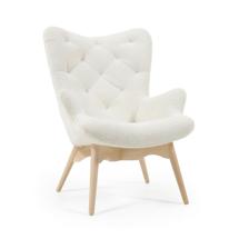 Кресло La Forma (ех Julia Grup) Кресло Kody белая ткань букле, ножки из массива бука арт. 108880