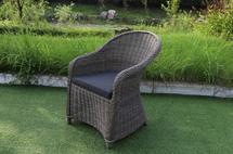 Кресло RATTAN WOOD SYH1912W Кресло обеденное плетеное с подушкой FORMENTERA (ФОРЕМЕНТЕРА), серо-коричневый меланж арт. 219606