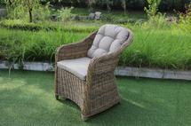 Кресло RATTAN WOOD YH-C1103A Кресло обеденное плетеное с подушкой ISCHIA (ИСКЬЯ) из искусственного ротанга, пшеничный меланж арт. 219614