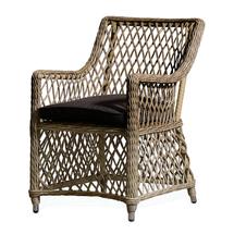 Кресло RATTAN WOOD YH-C1619W Кресло обеденное плетеное с подушкой MONTREUX (МОНТРЁ) из искусственного ротанга, пшеничный меланж арт. 219645