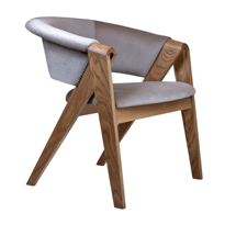 Кресло Top concept Кресло Lars, дуб натуральный, бархат, серый арт. 20867