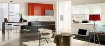 Кухня Haecker  3065/1090 GL - Coral red high gloss/Pine