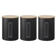 Набор ЯЯЯ Набор банок для хранения kaffi, 1 л, матовые черные, 3 шт. арт. JY-SS-KF-SCZP-MB-SetS3