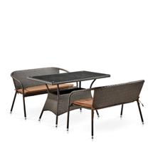 Обеденная группа Афина Обеденный комплект плетеной мебели с диванами T198D/S139B-W53 Brown арт. T198D/S139B-W53 Brown