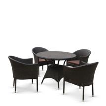 Обеденная группа Афина Обеденный комплект плетеной мебели T190A/Y350A-W53 Brown (4+1) арт. T190A/Y350A-W53-D90 Brown 4Pcs