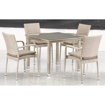 Обеденная группа Афина Комплект плетеной мебели T257C/Y376C-W85 Latte (4+1) + подушки на стульях арт. T257C/Y376C-W85 Latte