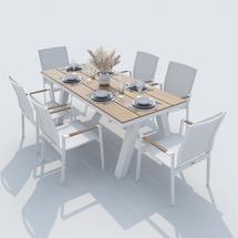 Обеденная группа IDEAL PATIO Обеденная группа MIRRA SOLA каркас белый / стол поливуд 180 / текстилен белый арт. MRR.2026818