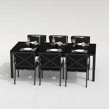 Обеденная группа IDEAL PATIO Обеденная группа  CANA FESTA plus каркас карбон / стол стекло 220 / ткань черная арт. CAN.2015622