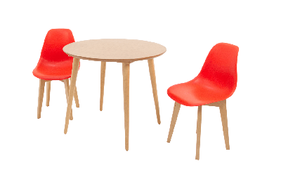 Обеденная группа ZiP-mebel Стол Монте К 100 натур со стульями Сашш натур красный арт. F004136N00X2R100774NRR