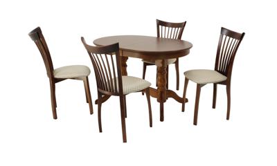 Обеденная группа ZiP-mebel Обеденная группа стол Бизе со стульями Миранда,орех, ромб бежевый арт. F212021W00X4R001442W12
