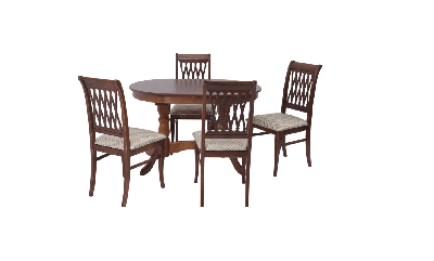 Обеденная группа ZiP-mebel Обеденная группа стол Бизе со стульями Рич,орех, ромб бежевый арт. F212021W00X4R001402W12