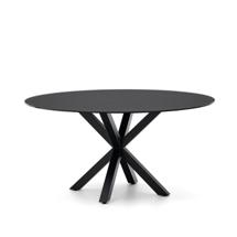 Стол La Forma (ех Julia Grup) Круглый стол Argo с черным стеклом и черными стальными ножками Ø 150 см арт. 190141