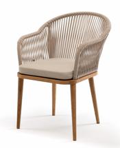 Стул 4SIS "Лион" стул плетеный из роупа, основание дуб, роуп бежевый круглый, ткань бежевая арт. LIO-CH-T001 beige(beige035)