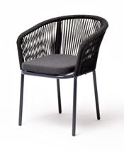 Стул 4SIS "Марсель" стул плетеный из роупа, каркас алюминий темно-серый (RAL7024) шагрень, роуп темно-серый круглый, ткань темно-серая арт. MAR-CH-001 RAL7024 SH D-grey(D-gray)