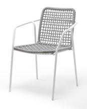 Стул 4SIS "Тунис" стул плетенный из роупа, каркас алюминий белый, роуп светло-серый арт. 1-101270