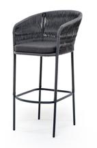 Стул 4SIS "Бордо" стул барный плетеный из роупа (колос), каркас из стали серый (RAL7022) муар, роуп серый 15мм, ткань темно-серая арт. BORE-BCH-st001 RAL7022 Mua grey(D-gray019)
