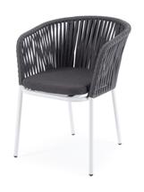 Стул 4SIS "Бордо" стул плетеный из роупа (колос), каркас алюминий серый (RAL7022) муар, роуп серый 15мм, ткань темно-серая 027 арт. BORE-CH-001 RAL7022 Mua grey(D-gray027)