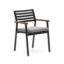 Стул La Forma (ех Julia Grup) Bona Уличный стул из алюминия в черной отделке и массива тикового дерева арт. 156869