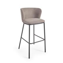 Стул барный La Forma (ех Julia Grup) Ciselia Барный стул из светло-коричневой синели и черной стали, 75 см арт. 147852