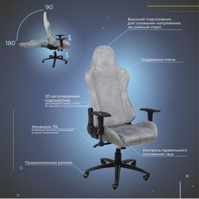 Кресло компьютерное AksHome Кресло поворотное Titan, серый, ретро-велюр арт. ZN-126118