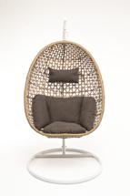 Кресло подвесное 4SIS "Флоренция" подвесное кресло-кокон из искусственного ротанга, цвет соломенный с серой подушкой арт. YH-L23701W