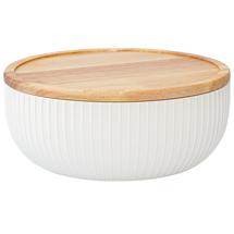 Набор посуды ЯЯЯ Салатник с крышкой из каучукового дерева soft ripples, dual glazing, D22 см арт. LJ000017