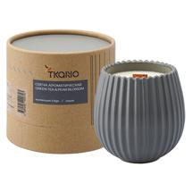Свеча Tkano Свеча ароматическая с деревянным фитилём green tea & pear blossom из коллекции edge, серый, 60 ч арт. TK23-ARO0062