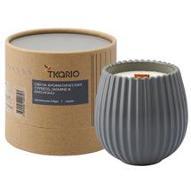 Свеча Tkano Свеча ароматическая с деревянным фитилём cypress, jasmine & patchouli из коллекции edge, серый, 60 ч арт. TK23-ARO0069