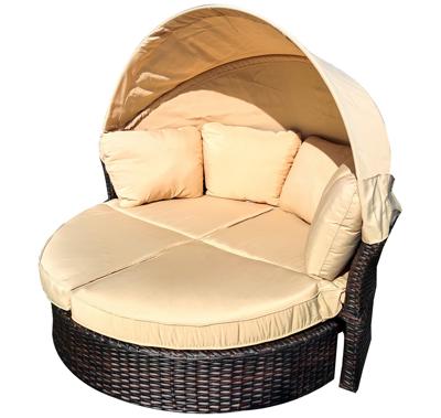 Абажур 4SIS Трансформирующаяся круглдая кровать из ротанга JHB2165, цвет коричневый, подушки бежевые арт. JHB2165 brown(beige)