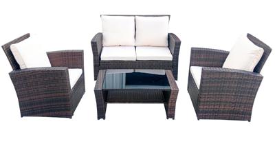 Абажур 4SIS Лаунж зона плетенная из ротанга (2-х диван+ 2 клесла +журнальный столик), цвет коричневый арт. JHS2685BN brown