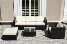 Абажур 4SIS "Даллас" лаунж-зона из искусственного ротанга на 5 персон, цвет черный арт. JHS2491 black