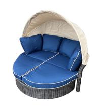 Абажур 4SIS "Амальфи" плетеная кровать-трансформер, цвет коричневый, подушки голубые арт. JHB2165 brown(blue)