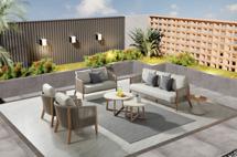 Абажур 4SIS "Куршевель" лаунж-зона 7-местная плетеная из роупа, цвет светло-серый, каркас под дерево арт. SM250077-set