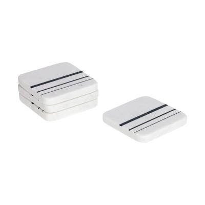 Аксессуар La Forma (ех Julia Grup) Набор из 4 подставок Tahina из белого мрамора с черными полосами арт. 106384