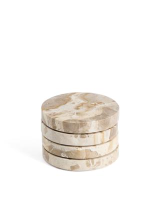 Аксессуар La Forma (ех Julia Grup) Набор из 4 круглых подставок Malder из бежевого мрамора арт. 451189