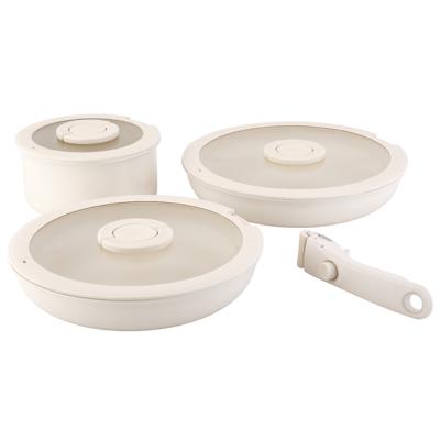 Аксессуар ЯЯЯ Набор посуды для приготовления со съемной ручкой smart ceramic, 7 предметов, цвета топленого молока арт. SS0000323