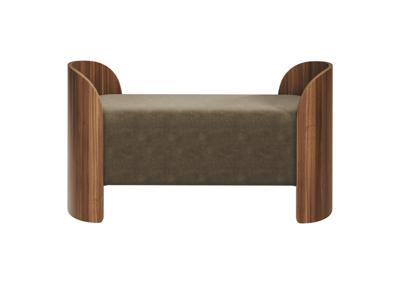 Банкетка Ellipsefurniture Банкетка Lagom 2 120 см (серо-зеленый FiberGuard, орех) арт. LG01071410607