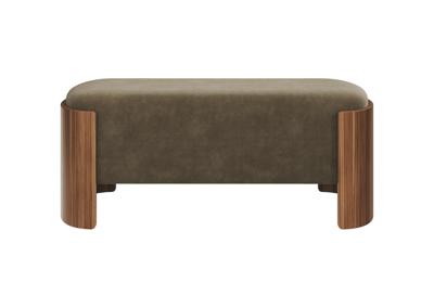 Банкетка Ellipsefurniture Банкетка Lagom 100 см (серо-зеленый FiberGuard, орех) арт. LG01061410607